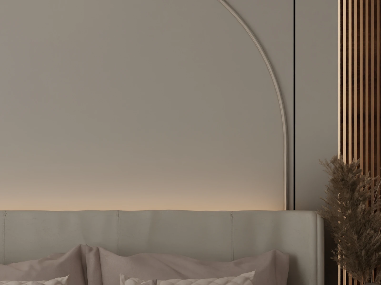 Detail of the Mira upholstered bed
